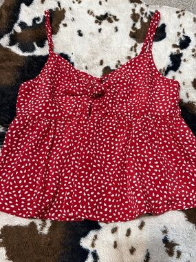 SHEIN Red Spotted Tie-Front Cami Top